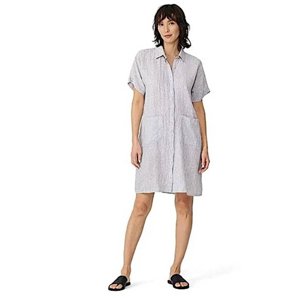 NWT Eileen Fisher Petite Linen shirt dress XS
